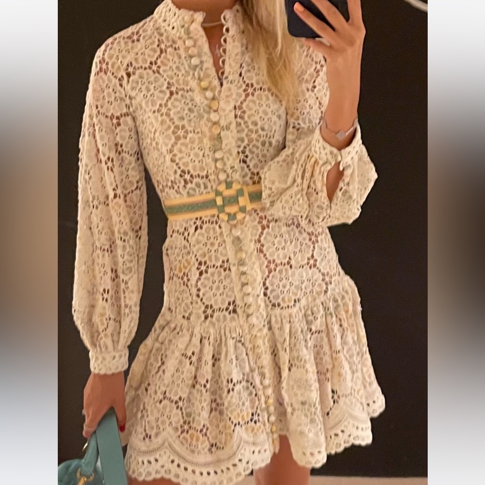 Zimmermann Cream Lace Mini Dress